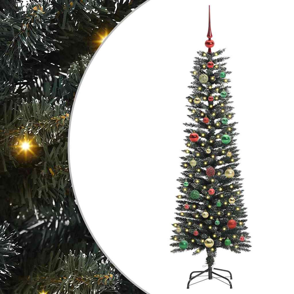 Sapin de noël artificiel vert 150 cm pvc, plastique et acier
