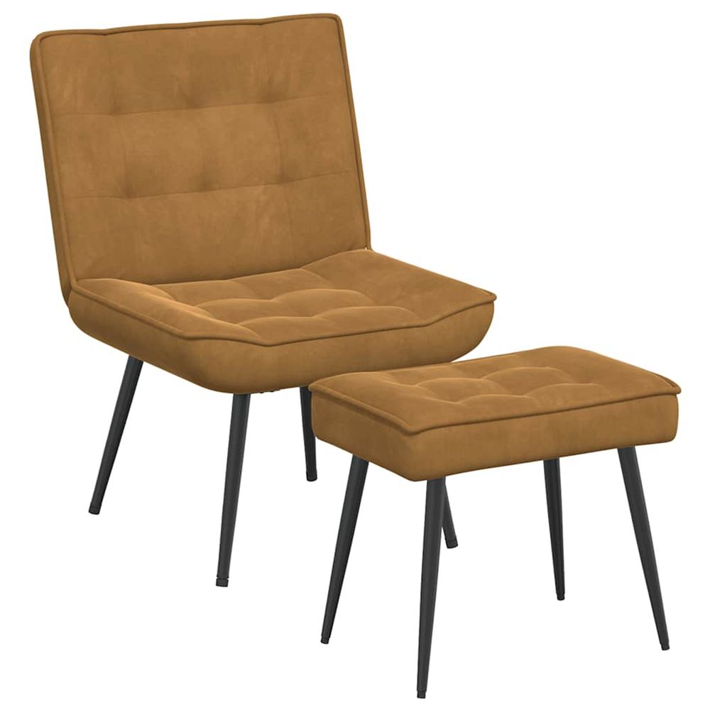 Chaise de relaxation avec tabouret marron velours
