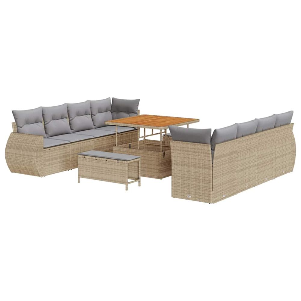 Ensemble de canapé de jardin 11 pc beige polyrotin