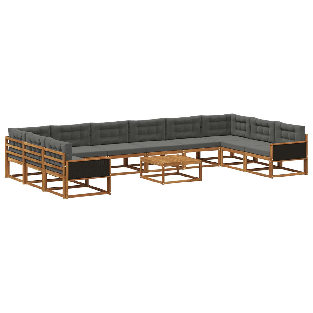 Ensemble de canapés d'extérieur 11 pcs naturel et anthracite