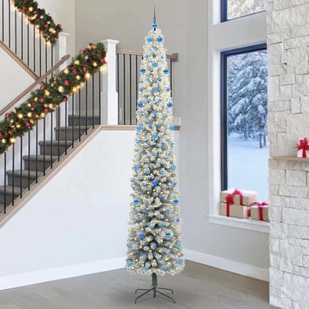 Très grand sapin de noël 3m lumineux, vert avec 300 led et kit de 120 boules de noël