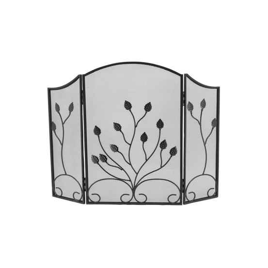 Pare-feu de cheminée en fer forgé 3 pans fleur