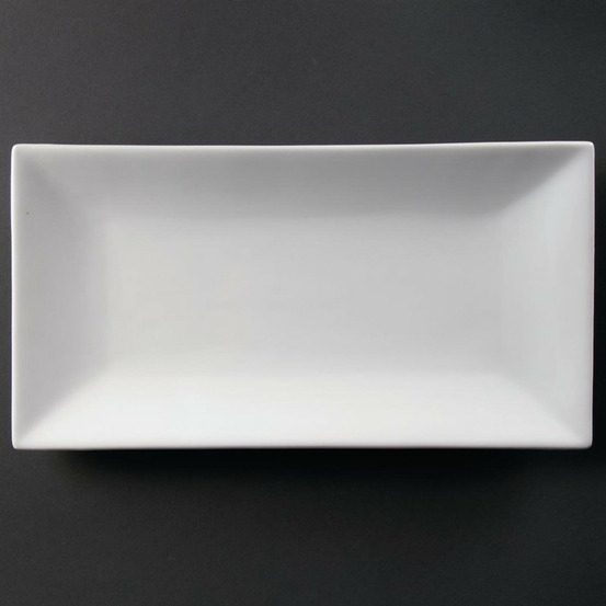 Plat rectangulaire de service en porcelaine blanche 380 x 200 mm - olympia