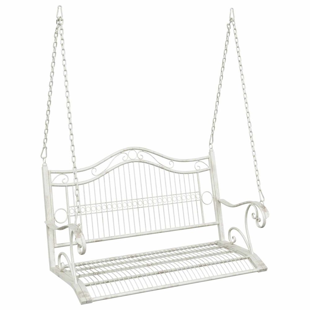 Banc balançoire acier 115 x 61 x 63 cm blanc antique
