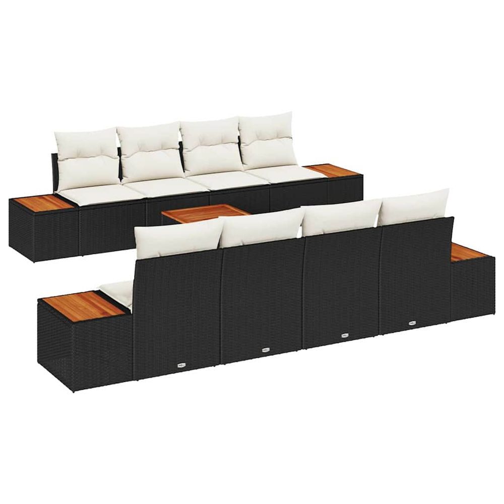 Ensemble de canapé de jardin 9 pc noir poly rotin
