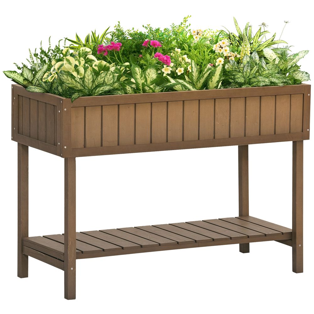 Jardinière potager sur pieds bois sapin 8 compartiments avec étagère 110x46cm
