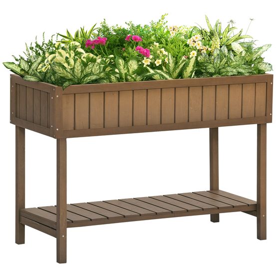 Jardinière potager sur pieds bois sapin 8 compartiments avec étagère 110x46cm