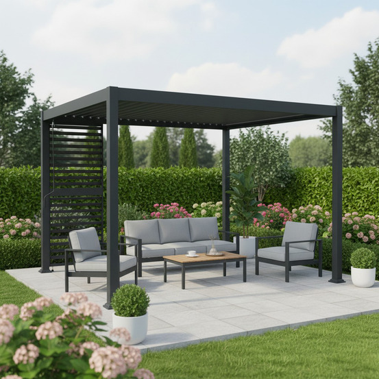 Claustra en alu anthracite pour pergola zeus