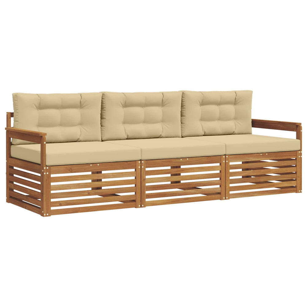 Ensemble de canapés d'extérieur 3 pcs naturel et beige