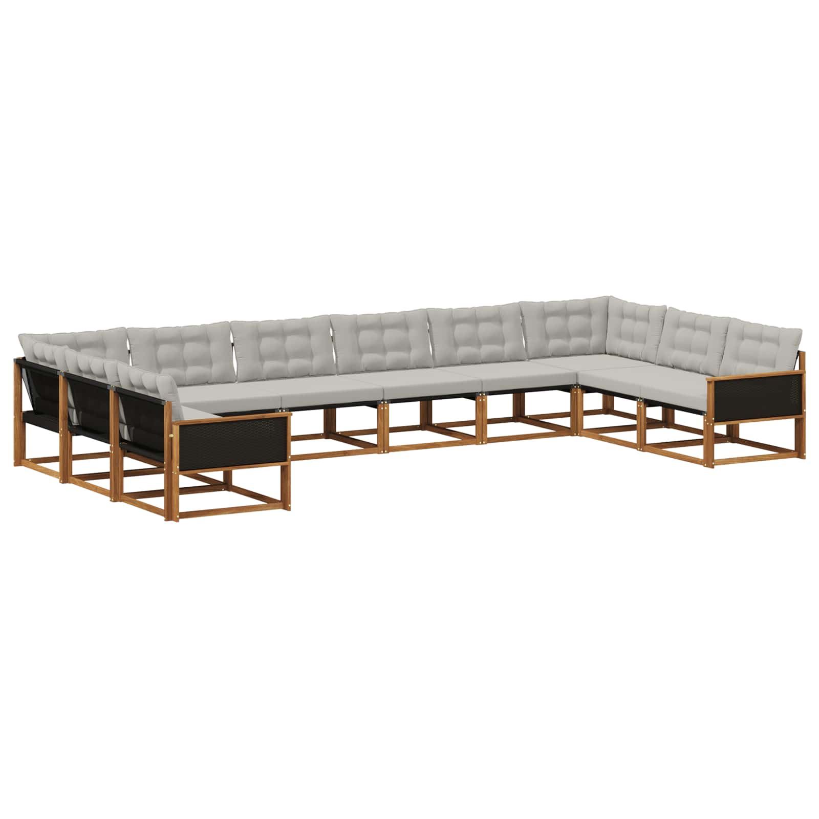Ensemble de canapés d'extérieur 10 pcs naturel et gris clair