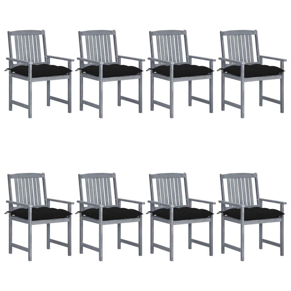 Chaises de jardin et coussins lot de 8 bois acacia solide gris