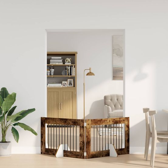 Barrière de sécurité pour chien bois intérieur pliable 200,5 cm chêne fumé