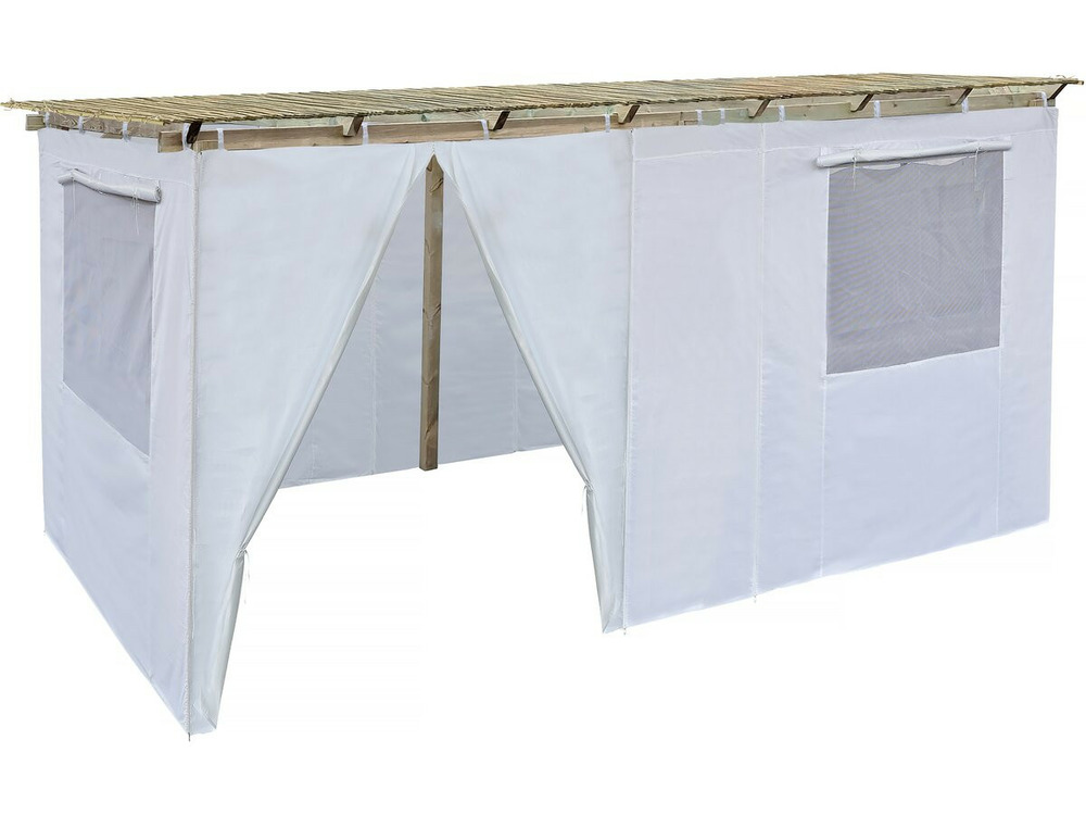 Souccah en bois 3 x 5 m avec tissu - casher lemaehadrin - skhah non inclus