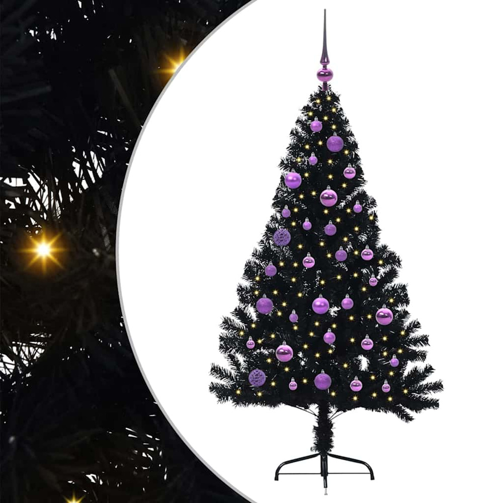 Sapin de noël artificiel pré-éclairé noir 150 cm pvc