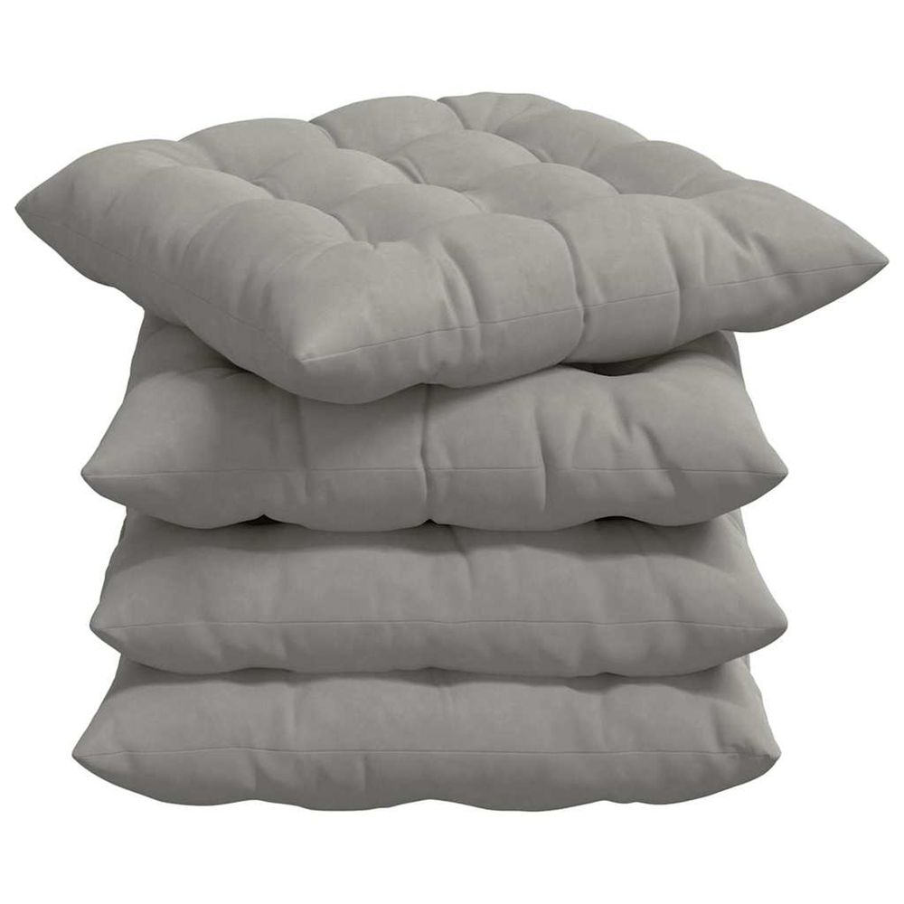 Coussins de siège 4 pc microfibre gris clair 40 x 40 x 6 cm