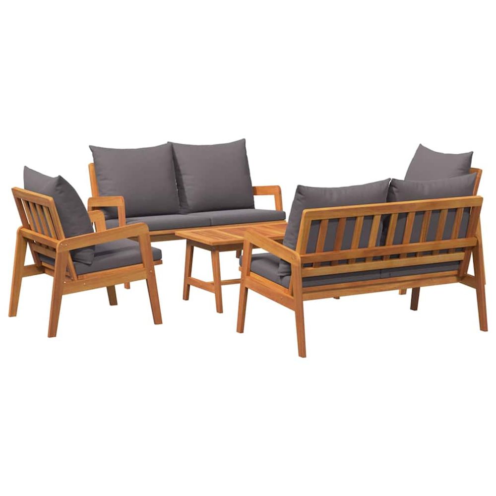 Ensemble bistrot 5 pc marron bois d'acacia massif
