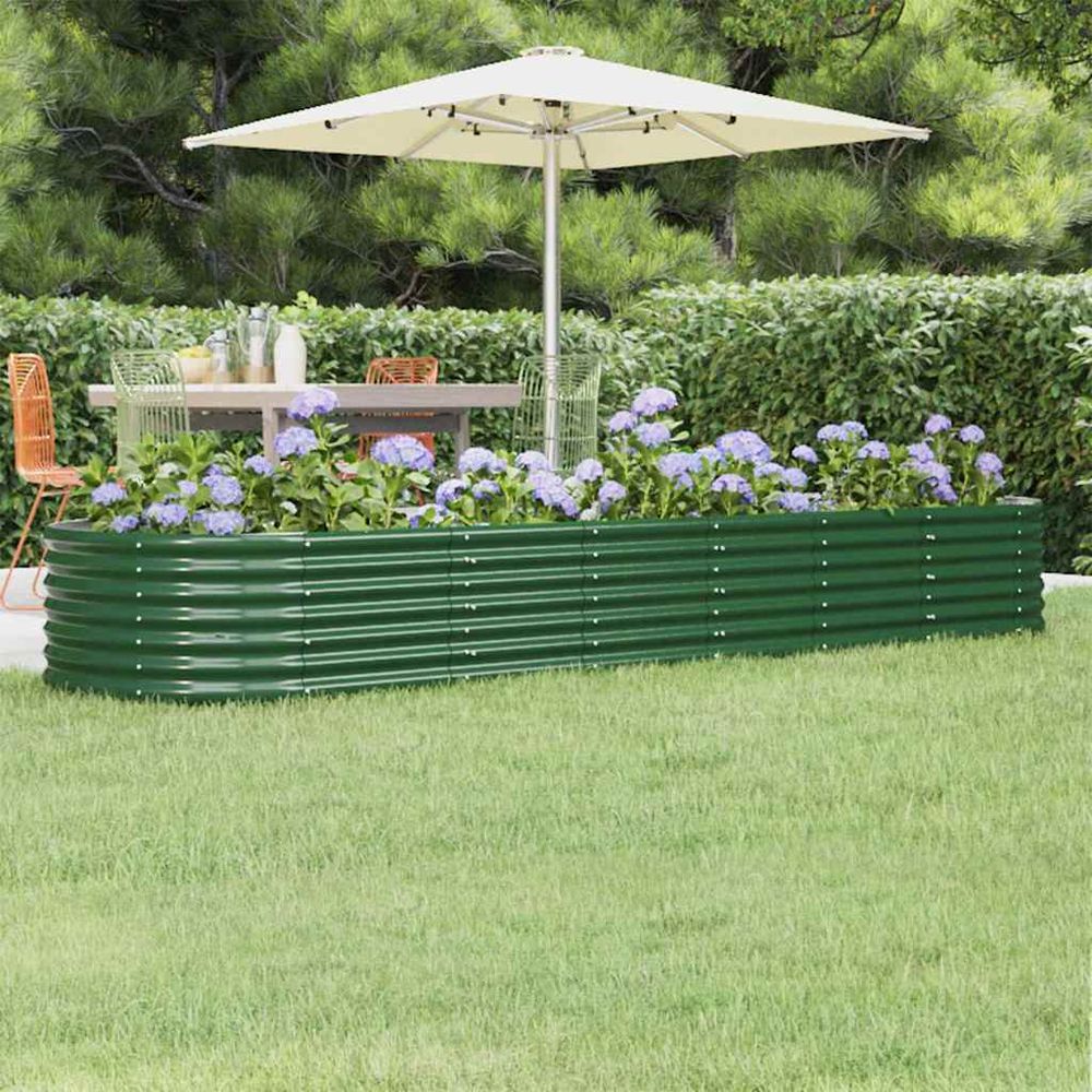 Potager surélevée acier galvanisé jardin vert 296x80x36 cm