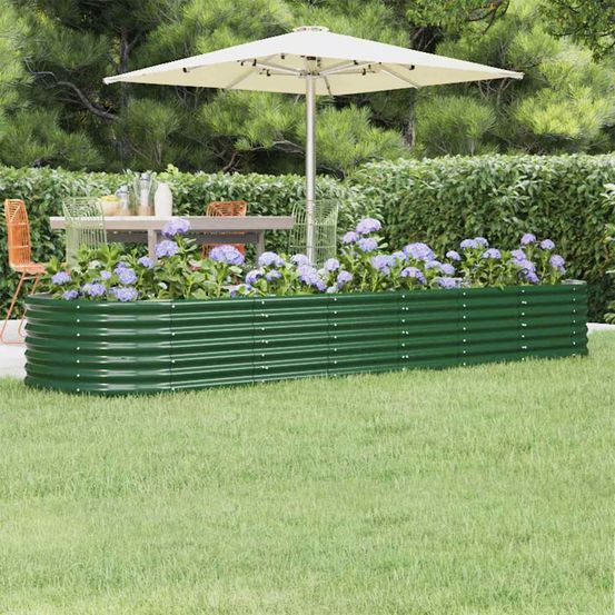 Potager surélevée acier galvanisé jardin vert 296x80x36 cm