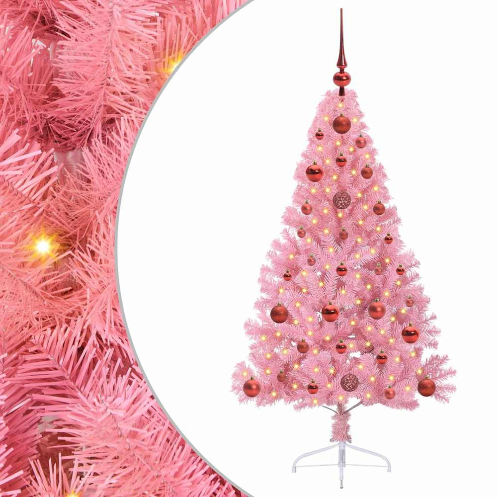 Sapin de noël artificiel pré-éclairé rose 120 cm pvc