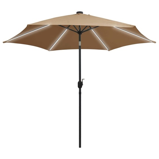 Parasol de jardin avec lumières led et mât en aluminium taupe