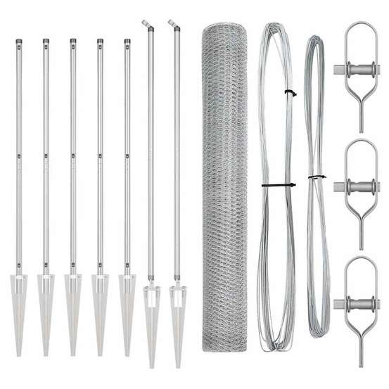Clôture avec poteaux argent 1.2 x 10 m acier recouvert de pvc