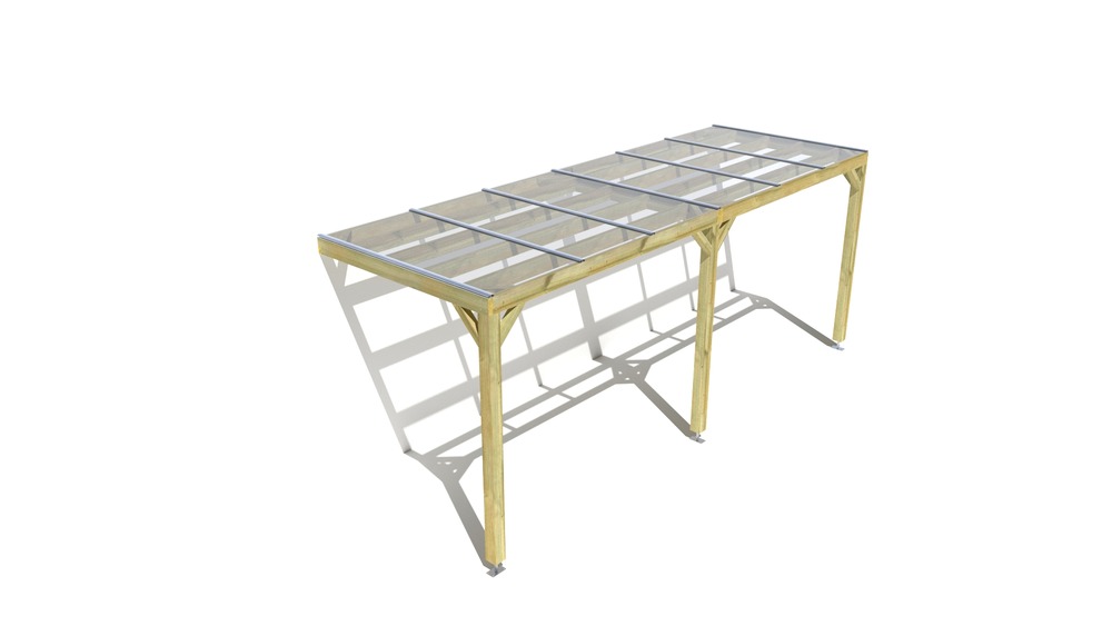 Pergola bois • 6m x 2m • adossée • sens largeur • couverture étanche transparente incluse • livraison comprise