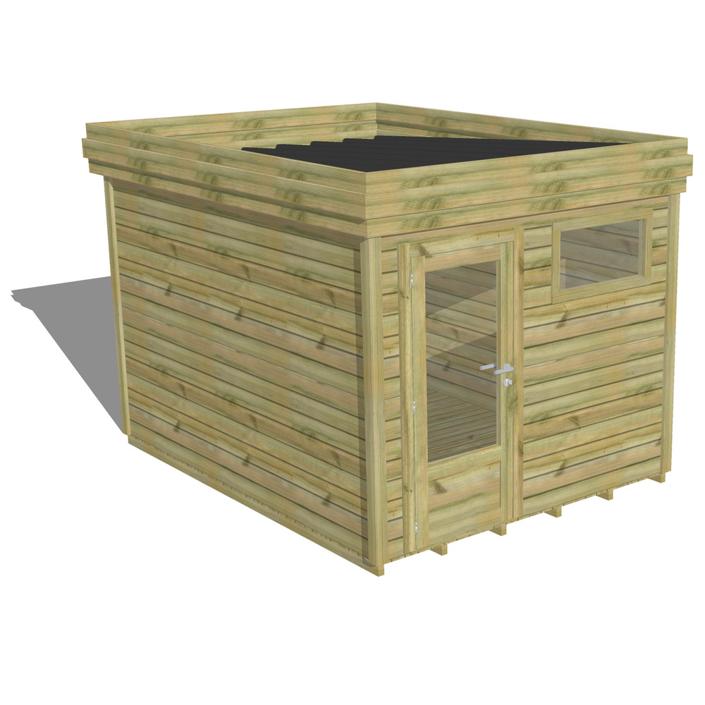 Abri de jardin bois pin traité autoclave 27mm - 2,64x3,44m / 9m2 - bac acier - plancher bois