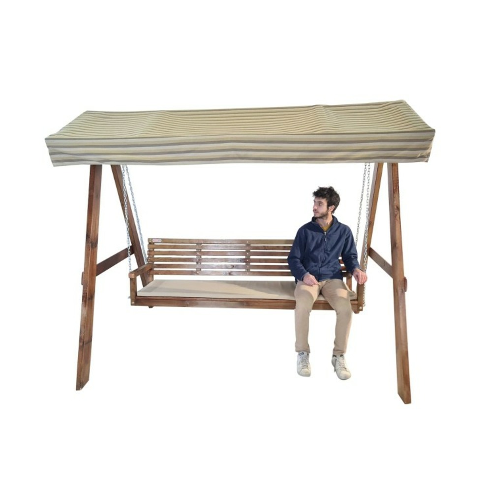 Balançoire de jardin masgames elna xl avec toit en toile avec coussin sur le banc