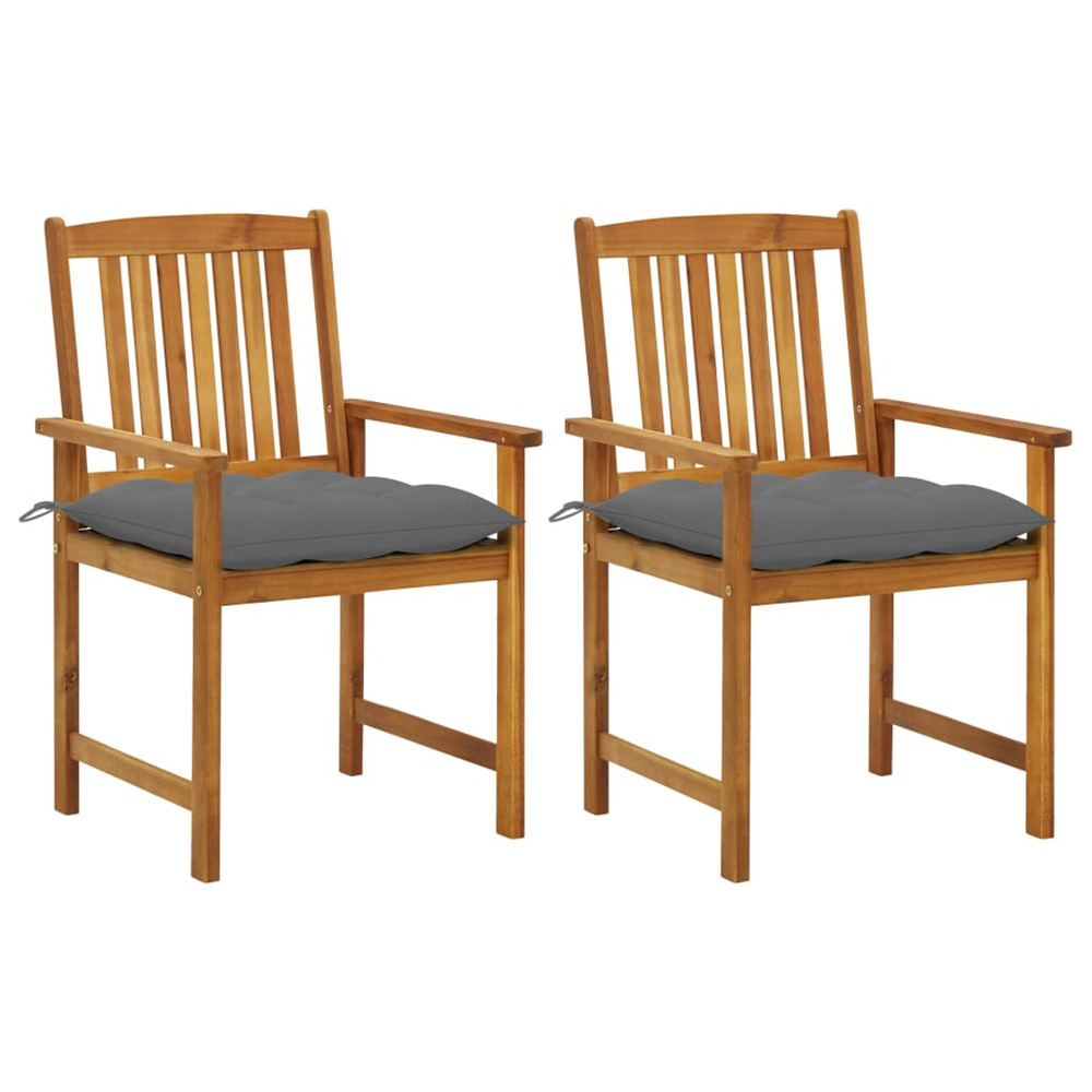 Chaises de jardin avec coussins lot de 2 bois d'acacia massif