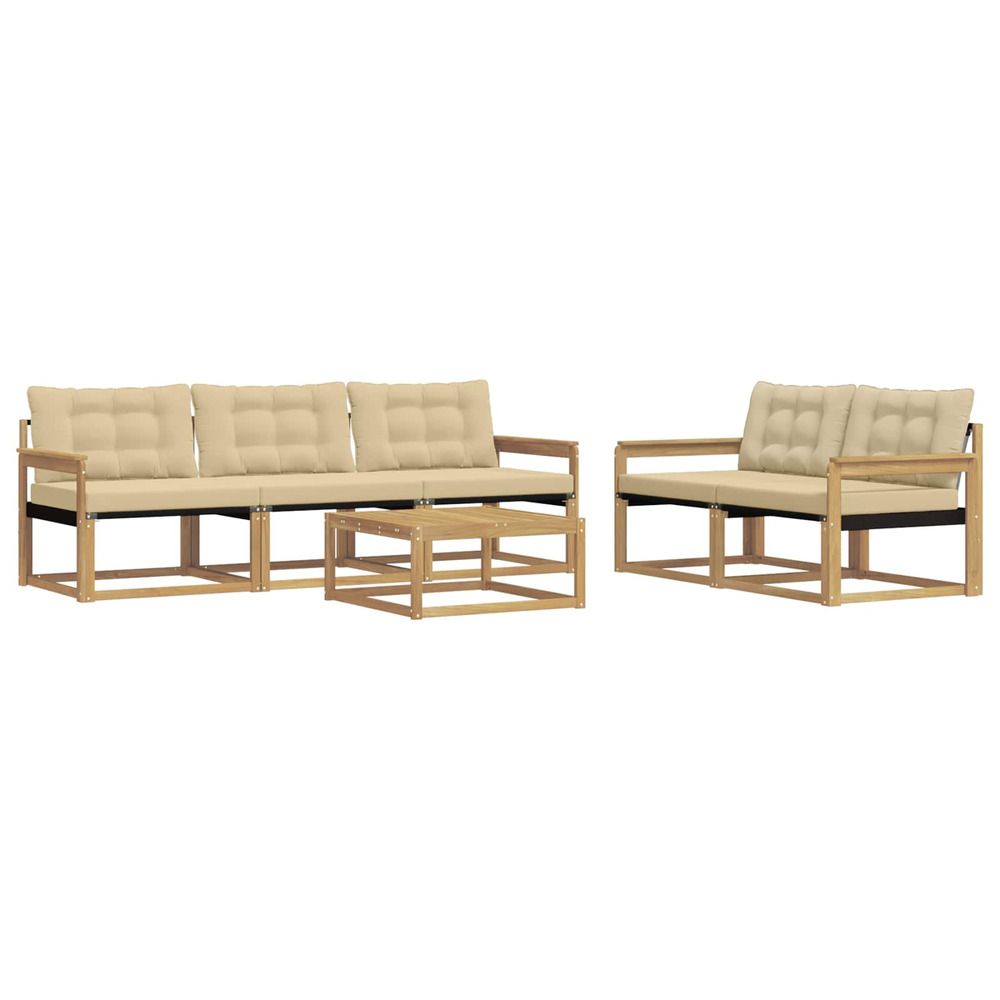 Ensemble de canapés d'extérieur 6 pc blanc et beige