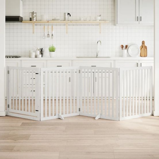 Parc pour chien haut en bois avec porte 320cm blanc