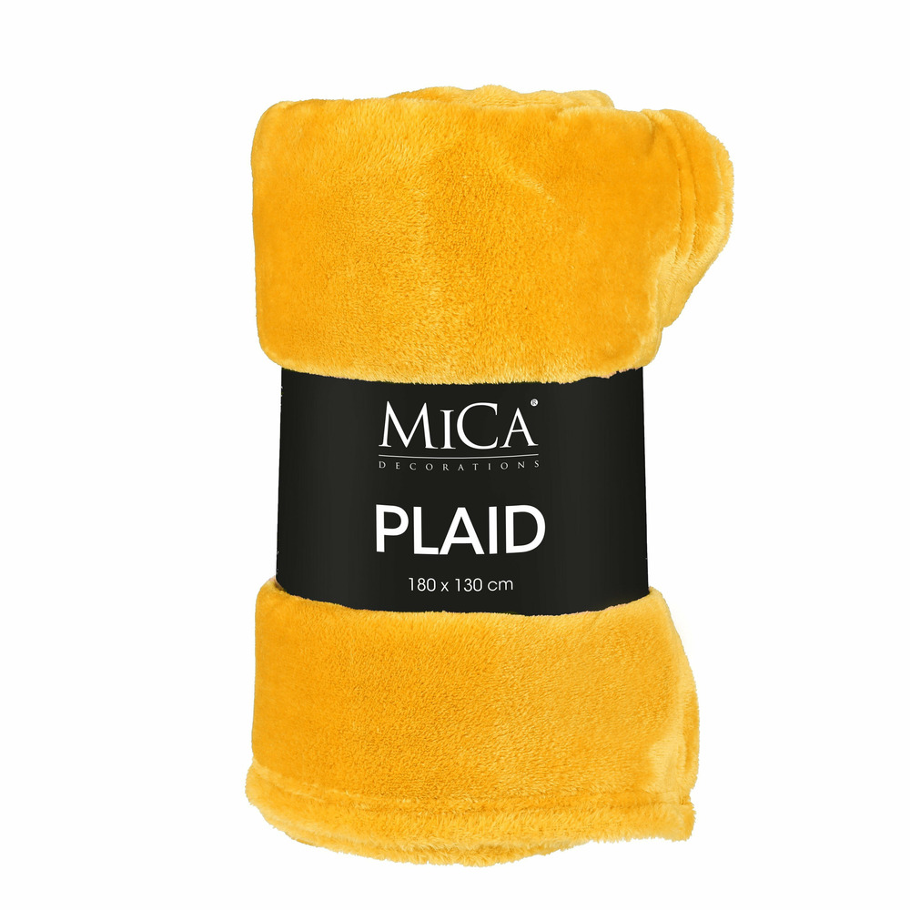 Mica decorations - plaid polaire jaune 180x130