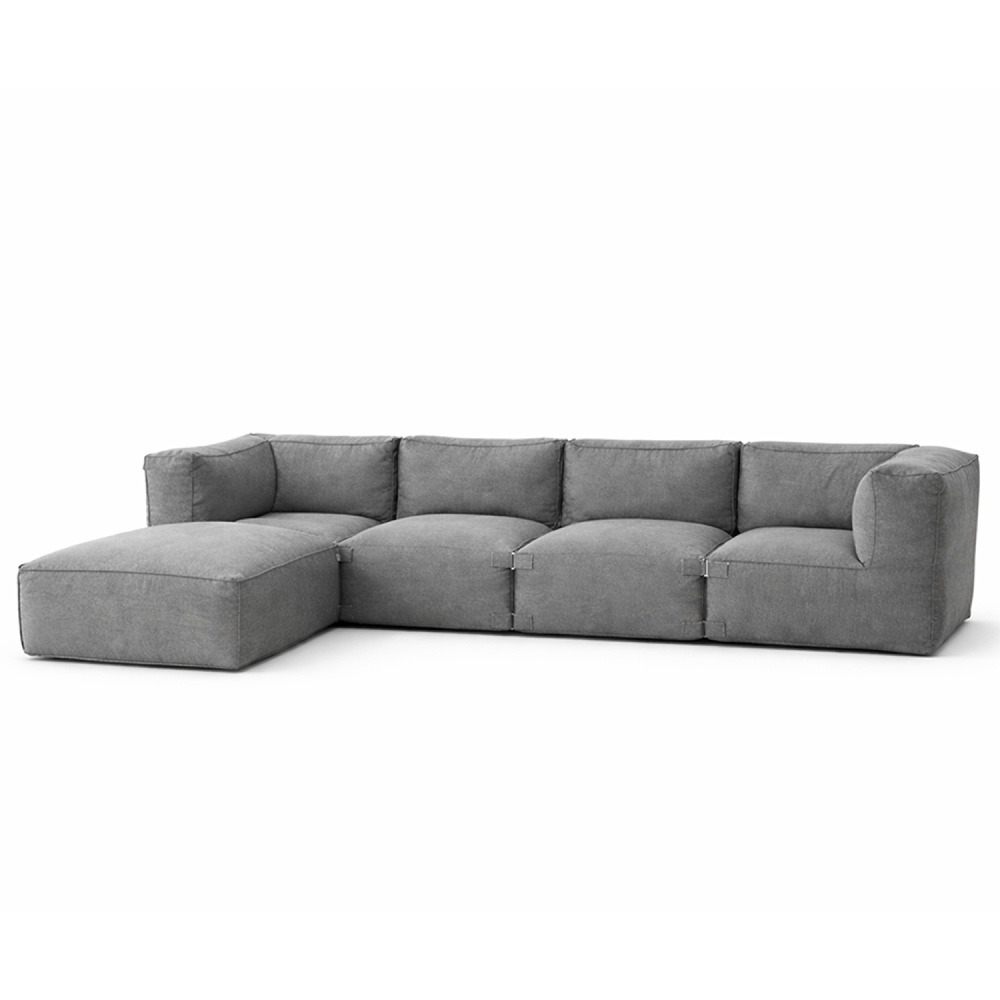 Salon de jardin modulable 5 places gris en tissu déperlant praiano