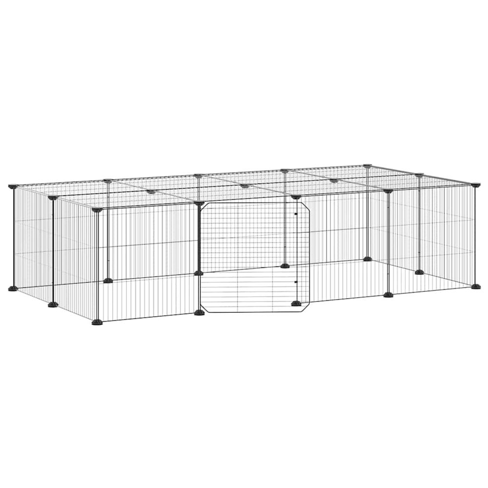 Cage animaux de compagnie à 20 panneaux et porte noir 140x70x35 cm
