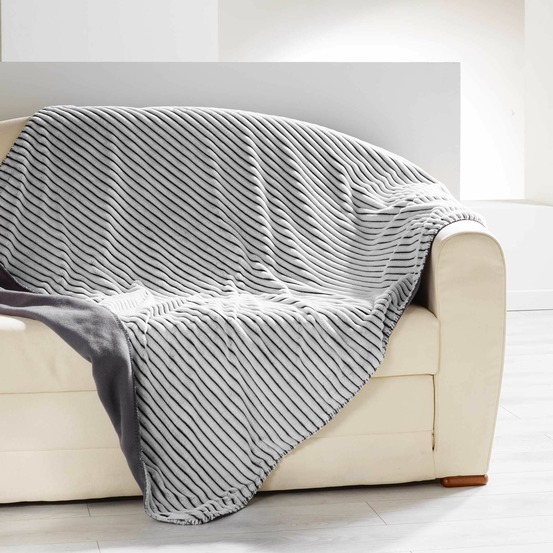 Plaid couverture flanelle jacquard yolan 180 x 220 cm