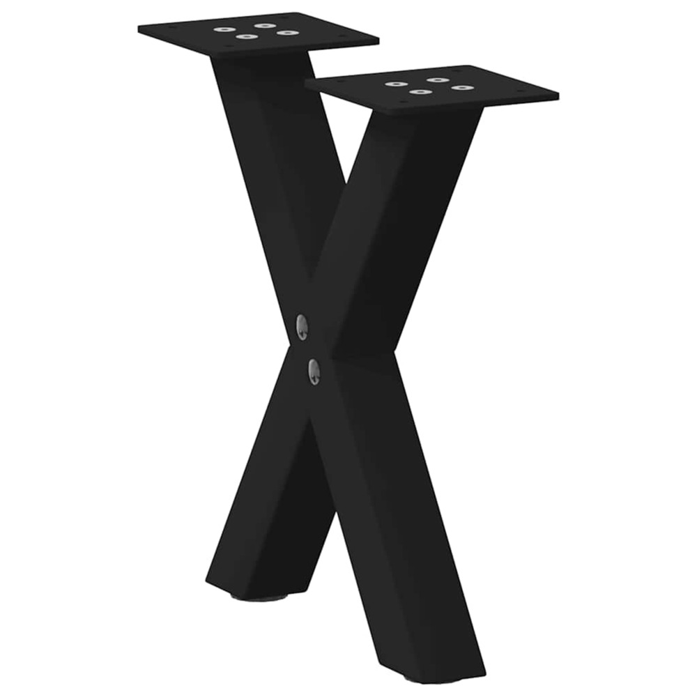 Pieds de table basse en forme de x, 2 pièces, noir, 30 x (30-31) cm, acier