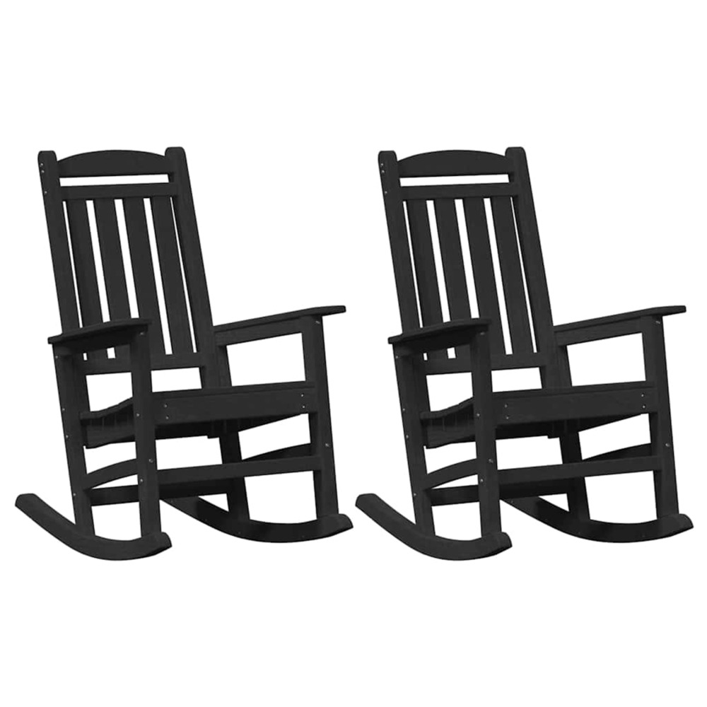 Chaise à bascule 2 pcs noir 92 x 70 x 108 cm polyéthylène