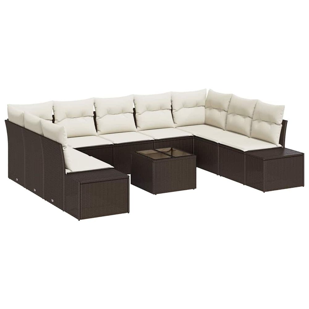 Ensemble de canapé de jardin 10 pc marron polyrotin