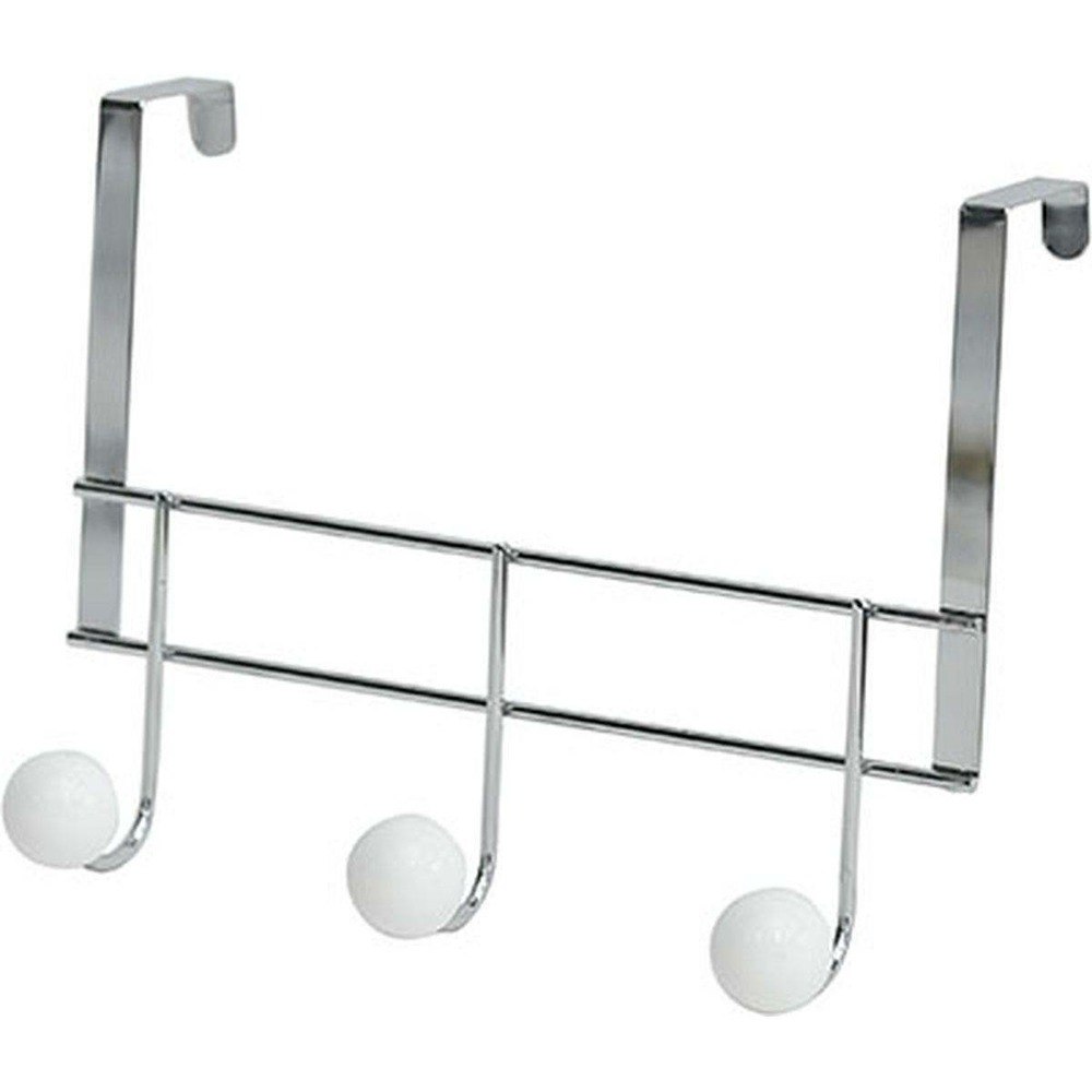 Patere metal 3 crochets resine blanche - chrome/blanc