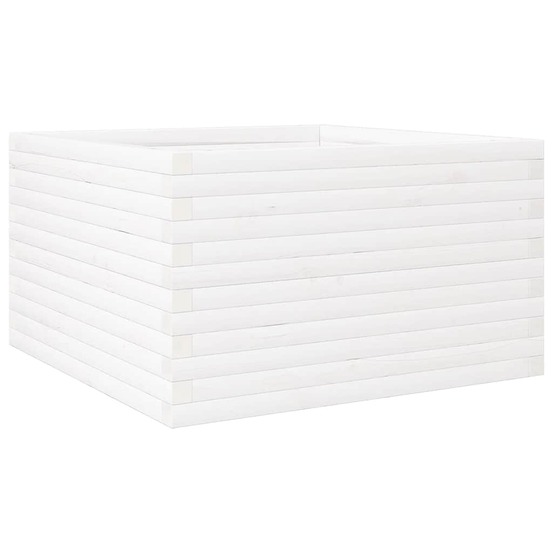 Jardinière bac lit surélevé plantes fleurs terrasse jardin 80 x 80 x 46 cm bois de pin massif blanc