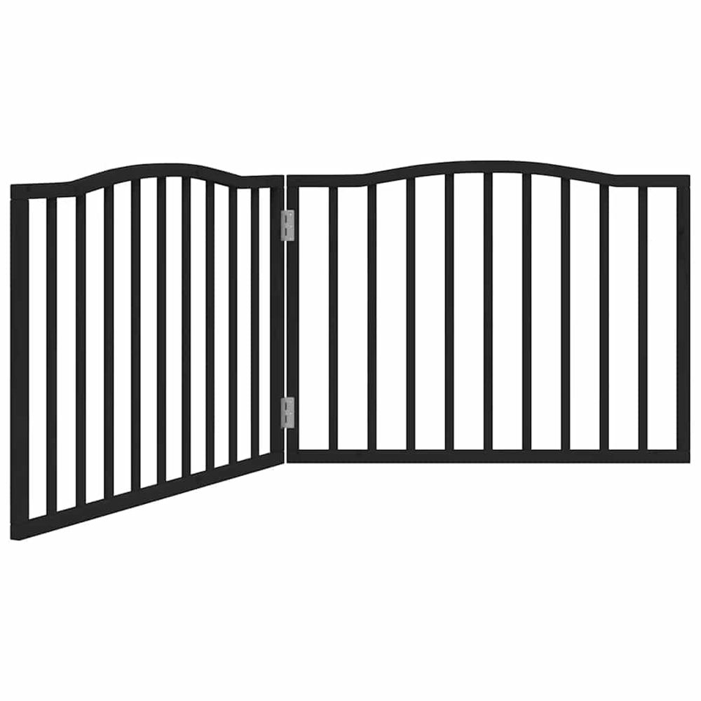 Barrière pour chien pliable 2 panneaux noir bois de peuplier