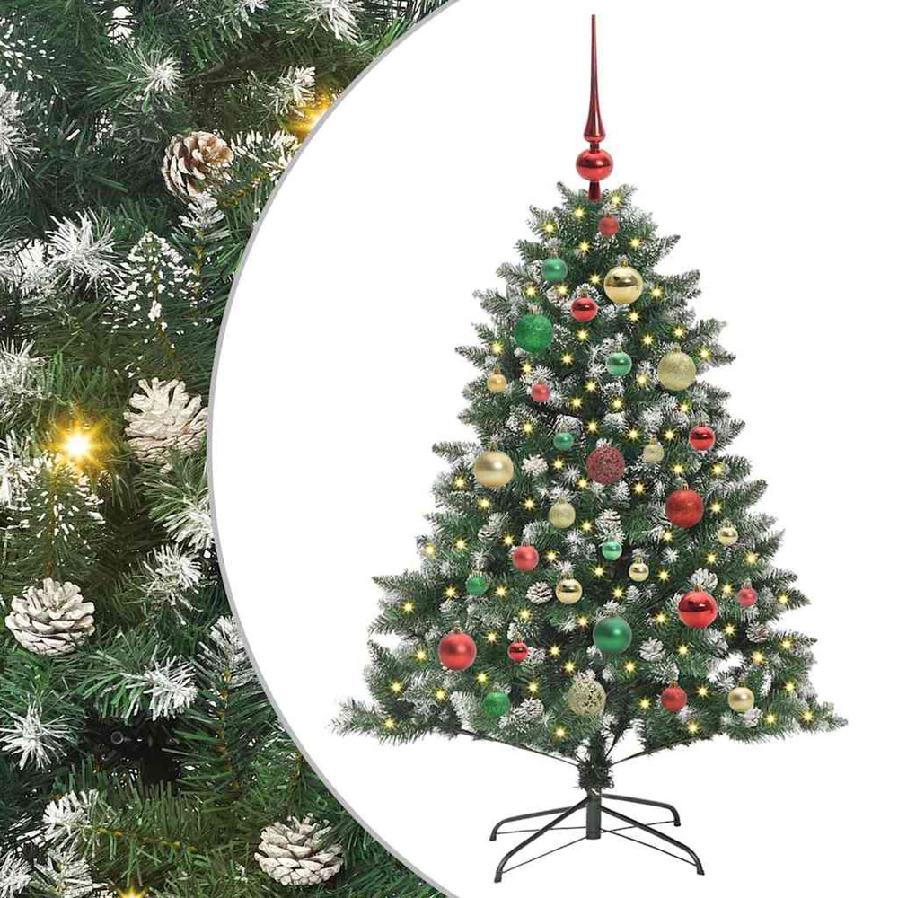 Sapin de noël artificiel vert 120 cm pvc, plastique et acier