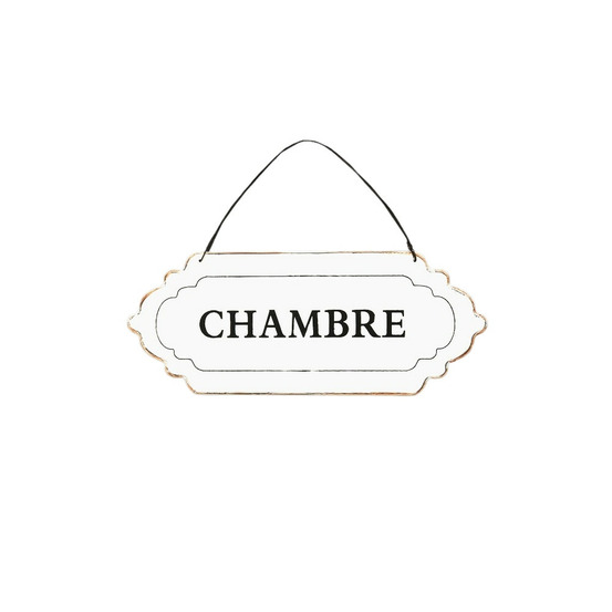Plaque de porte décorative vintage chambre fer blanc noir 12x7cm