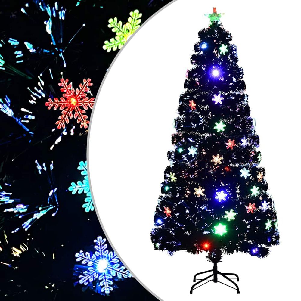 Sapin de noël lumineux fibre optique pour décoration de fête noir 150 cm