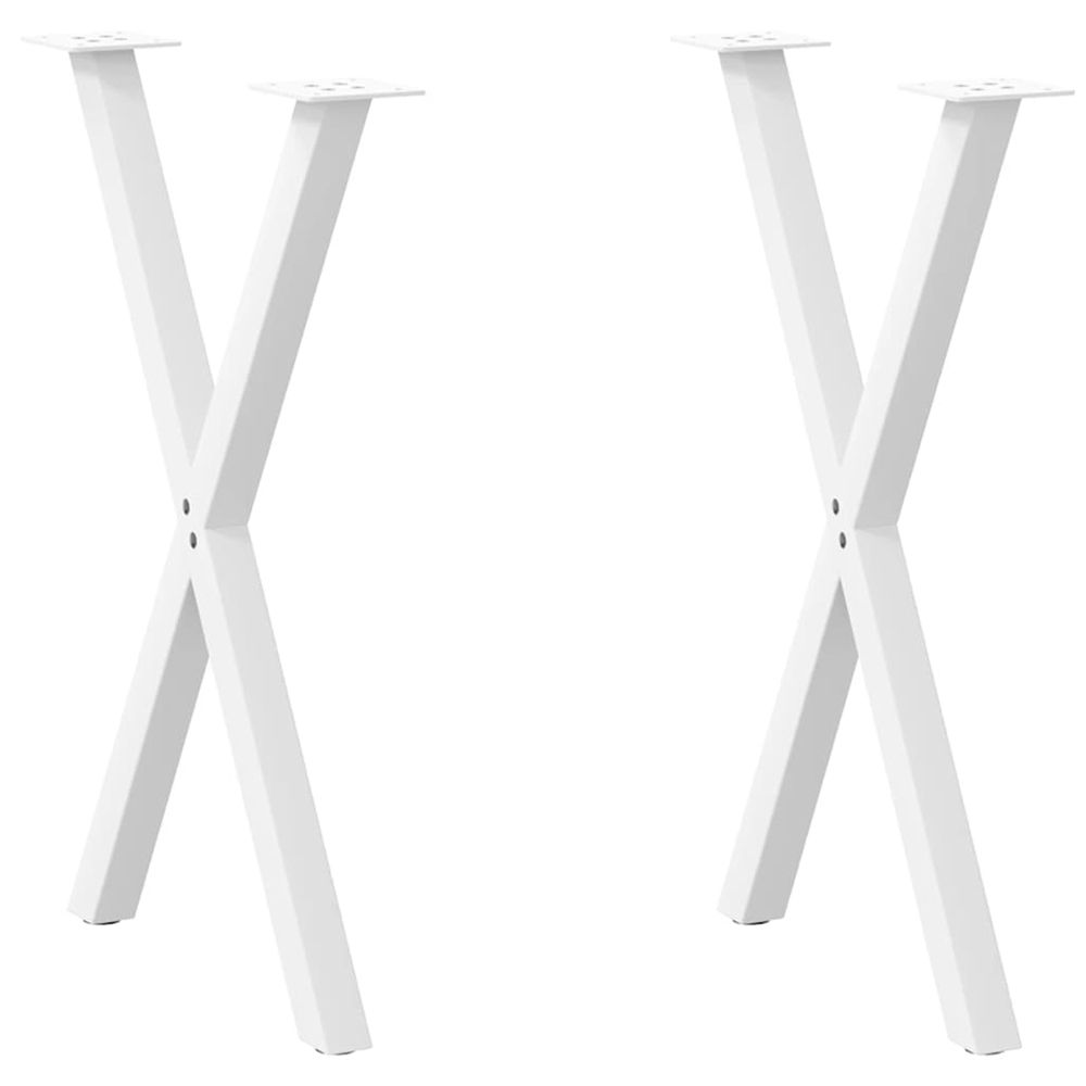 Pieds de table à manger en forme de x, 2 pièces, blanc, 50 x (72-73) cm, acier