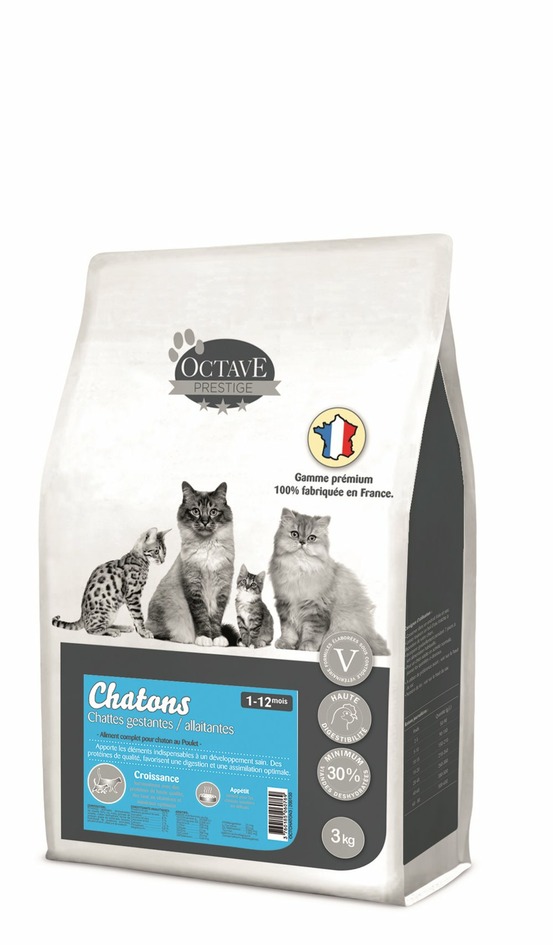 Octave prestige - croquettes à la volaille pour chaton 3kg