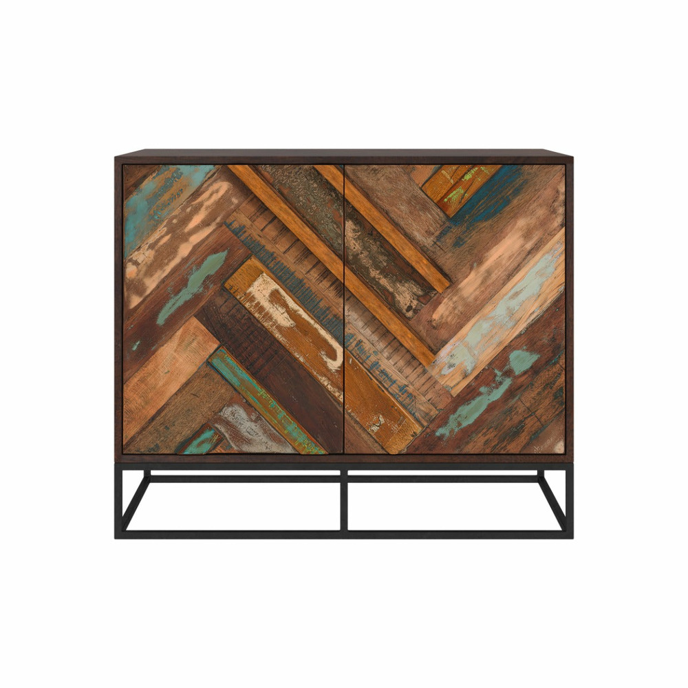 Krabi-commode 2 portes en bois d'acacia et bois recyclé