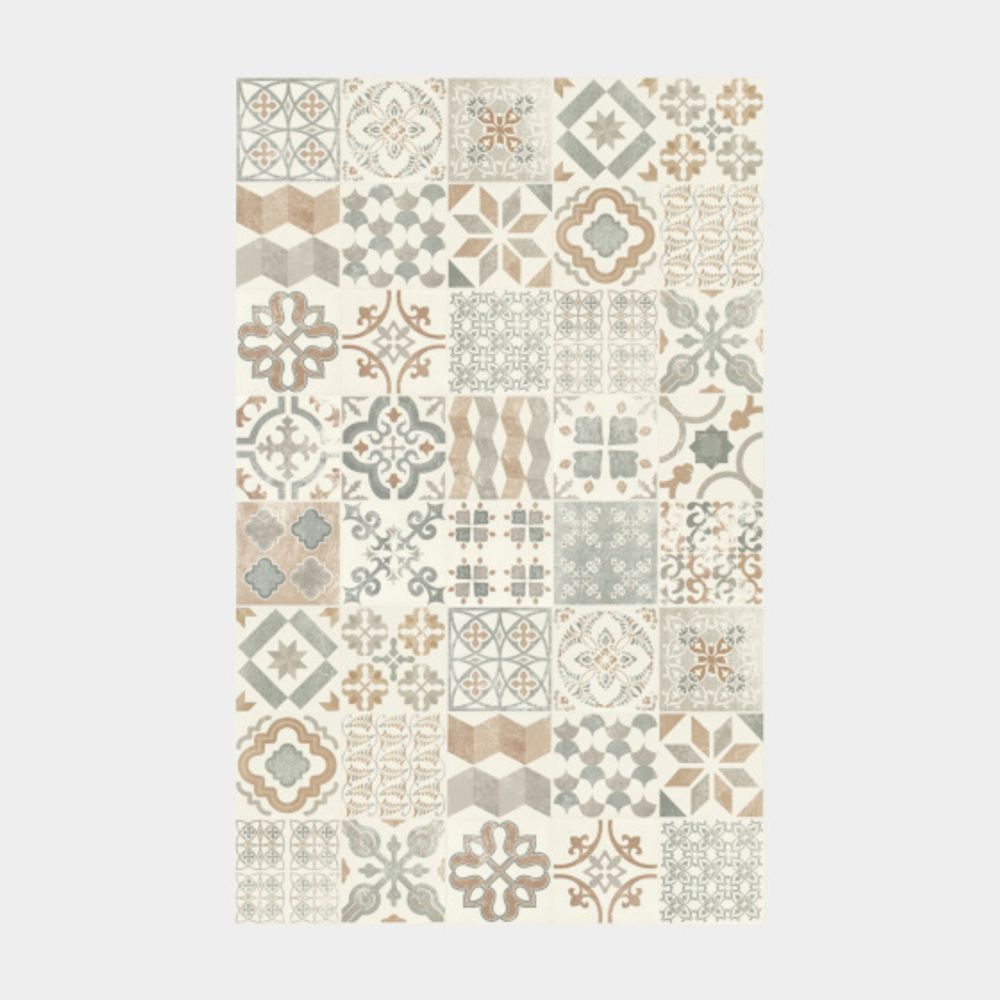 Tapis vinyle - carreaux de ciment - naturel - 100 x 200 cm