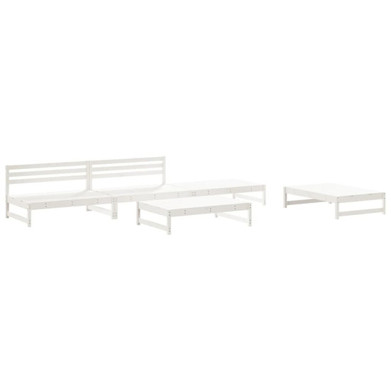 Salon de jardin 5 pcs blanc bois massif de pin