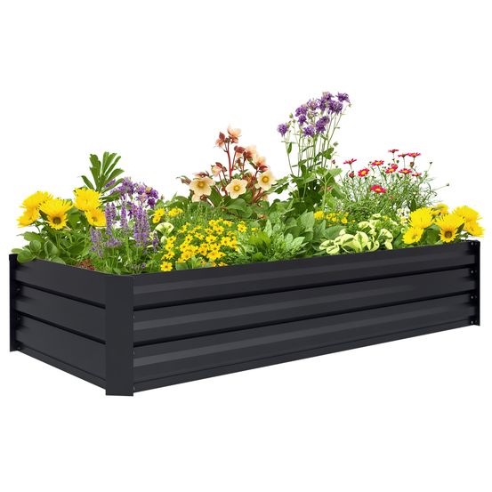 Carré potager acier galvanisé rectangulaire fond ouvert pour jardin 150x70x30 cm noir
